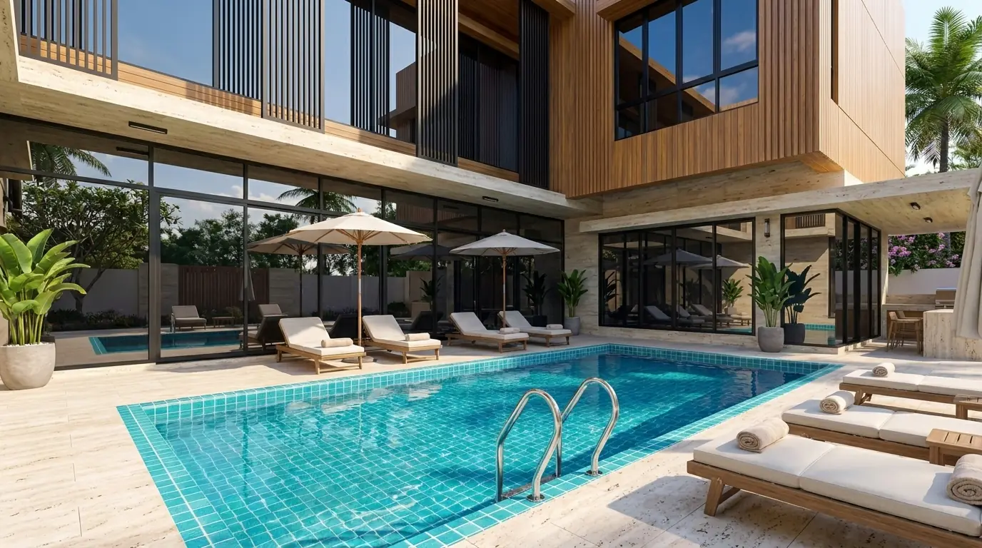 Pool terrace, East Ledang