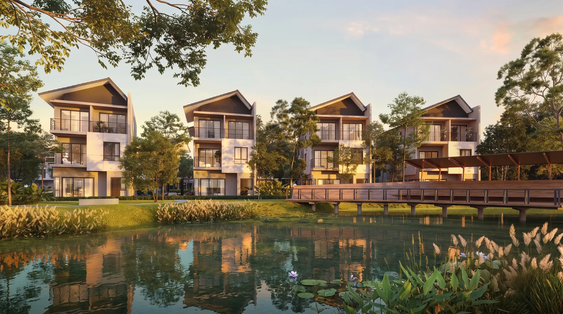 Waterfront residences at golden hour, Iskandar Puteri